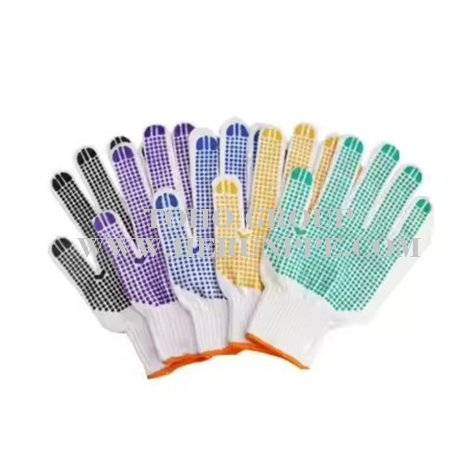 Cotton Safety Gloves With PVC Pearl